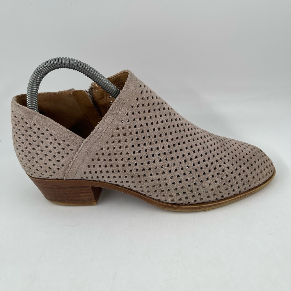 Lucky Brand Women’s Baylah 2 Taupe Perforated Suede Heeled Booties - Size 7